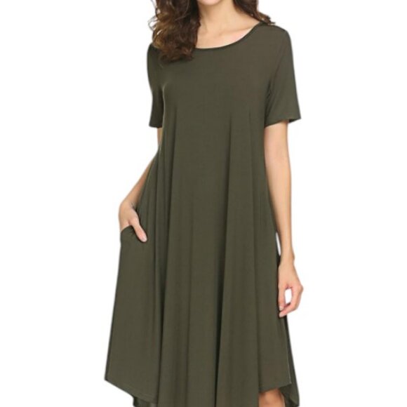 COS dark green long maxi short sleeve dress size S - Picture 1 of 5